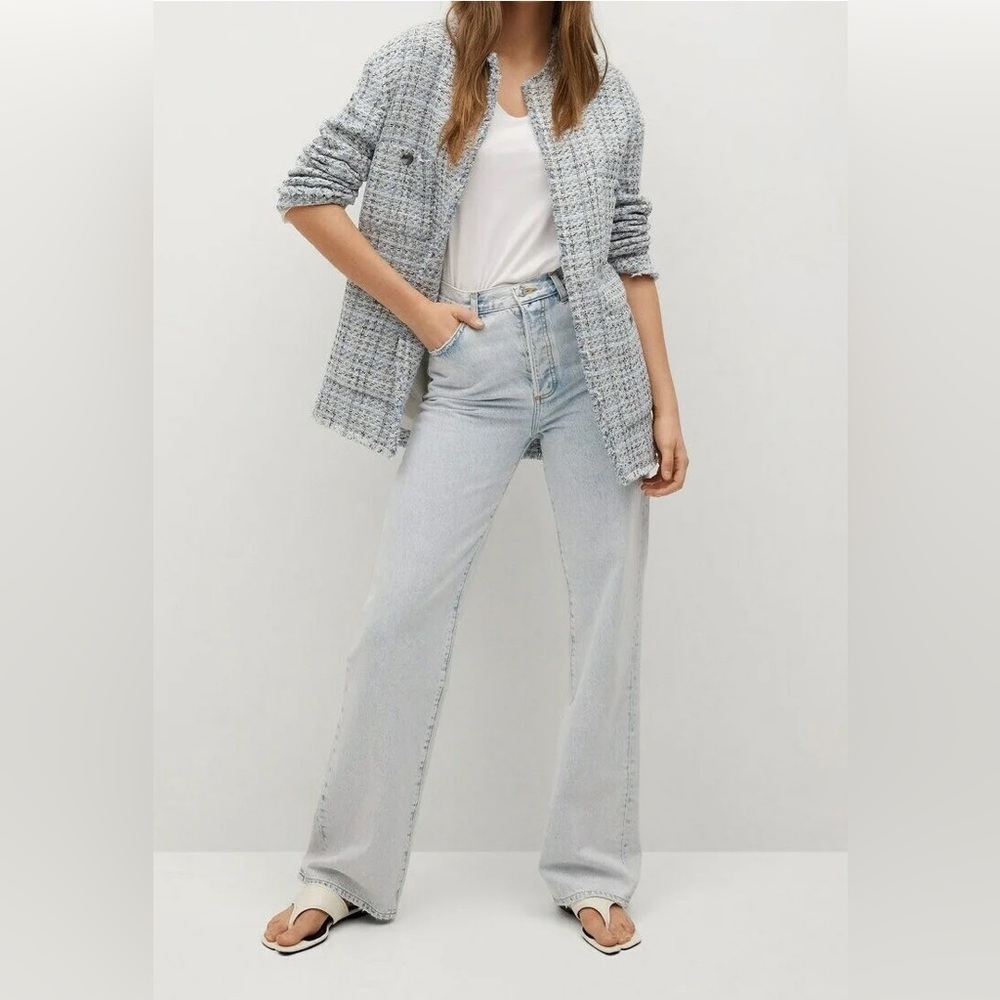 Mango Textured Blue-Gray Jacket - Picture 2 of 7
